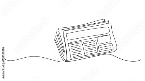 A single continuous line drawing of a neatly stacked newspaper