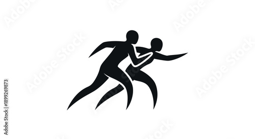 Two silhouettes of runners in motion, depicting speed and competition in sports.