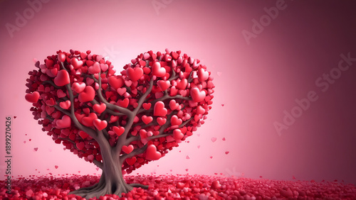 Valentines day background banner background with red and pink hearts, paper cut art - concept love. AI generated	