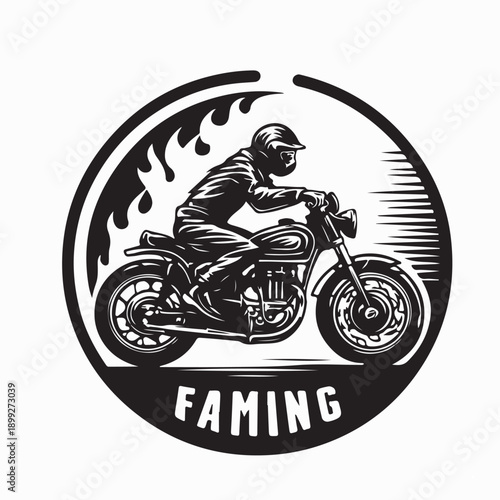 A man on a motorcycle is riding on fire with flames around him silhouette vector