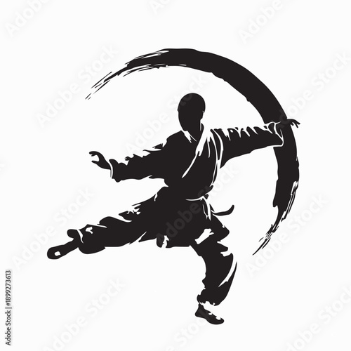 Karate Man Fighter Kimono Silhouette Vector on White Background