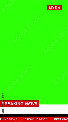 vertical breaking news lower third with green screen background	