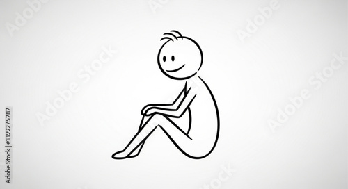Simple Stick Figure Person Sitting Relaxed Pose.