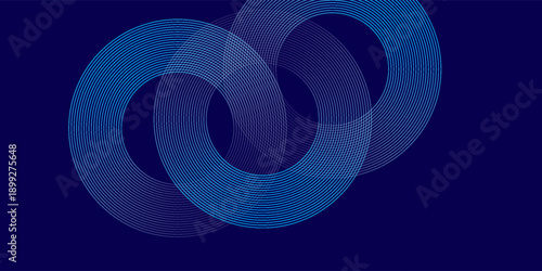 Abstract blue glowing geometric lines on dark blue background. Modern shiny blue circle lines pattern. Futuristic technology concept. Suit for cover, poster, banner eps 10.