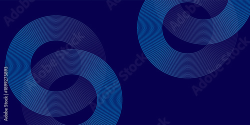 Abstract blue glowing geometric lines on dark blue background. Modern shiny blue circle lines pattern. Futuristic technology concept. Suit for cover, poster, banner eps 10.