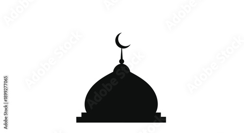 Islamic mosque with crescent moon and star dark silhouette