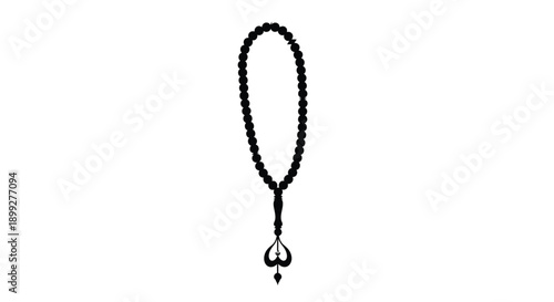 Black outline of rosary beads with a crucifix minimal silhouette