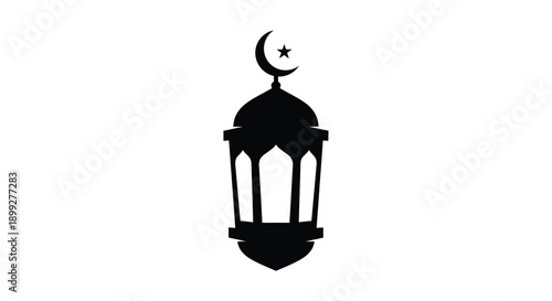 Islamic lantern with crescent moon and star a striking silhouette