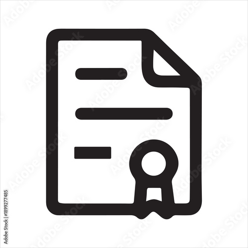 Minimalist Outline Document Certification Form with Seal in Clean Line Style Icon