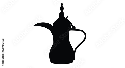Traditional arabic coffee pot in a striking black silhouette