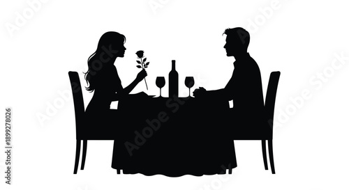 Romantic dinner for two a striking black silhouette