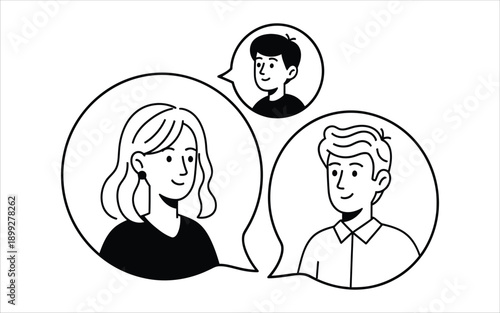 Three people talking in a conversation