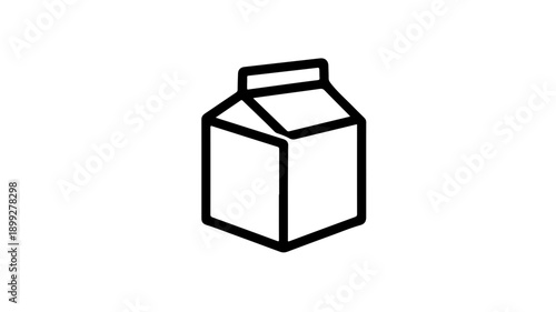 Minimalist black line icon of a carton of soy milk on white background for food and beverage design