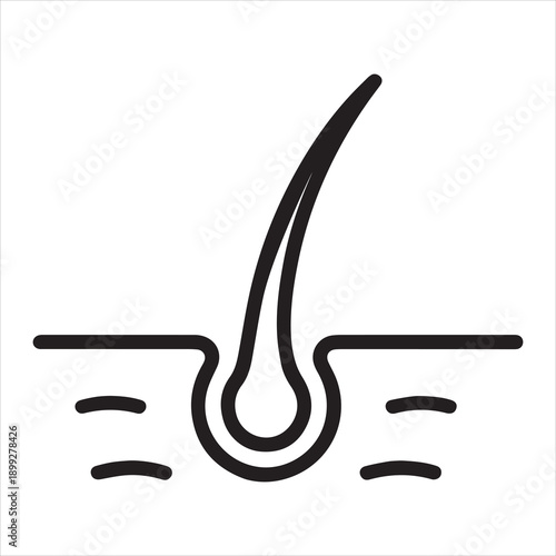Simple line icon of a hair follicle growing from skin