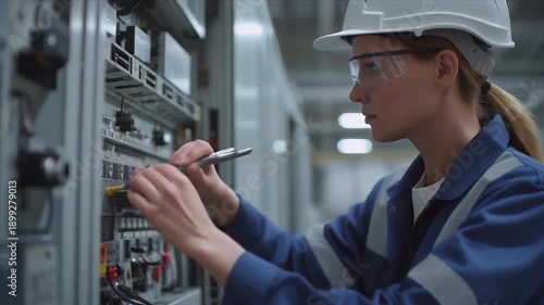 Wallpaper Mural Professional engineer adjusting control panels in a modern facility, conveying focus, precision, and trust in industrial technology for corporate, training, and innovation content. Torontodigital.ca