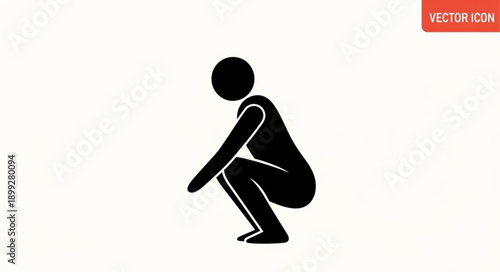 Stick figure performing a deep squat exercise.