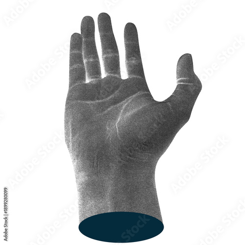 Inverted Halftone hands illustration. Halftone hands show a gesture . Stylish halftone collage design elements. Hand gestures in pop art style. Transparent background	
