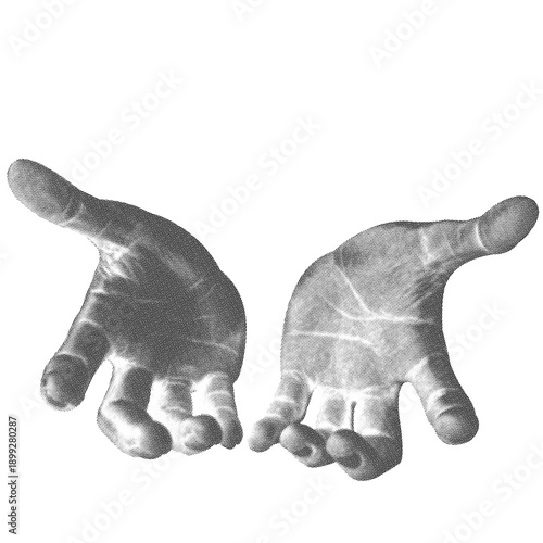 Obraz na plátně Inverted Halftone hands illustration