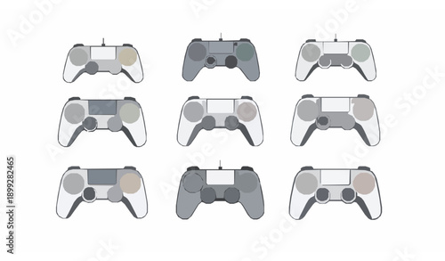 Video Game Controller Gaming Flat Vector Icon Set