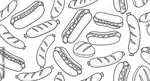 Hot Dog Varieties, Culinary Art, Kitchen, Illustration, Fun