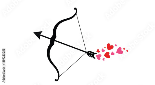 A black bow and arrow with hearts a striking silhouette