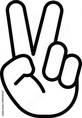 ピースのベクターイラスト素材　シンプルな黒い線画　チョキ