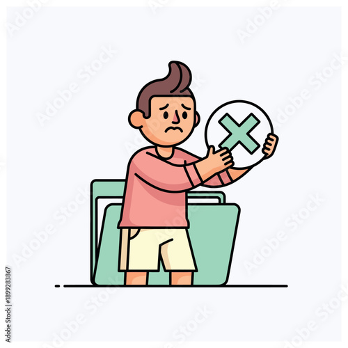 Man rejecting or disagreeing with a decision or proposal.