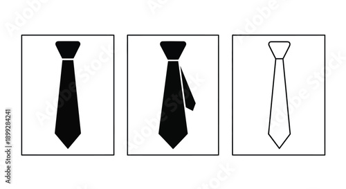 Three tie designs displayed in black and white a striking silhouette
