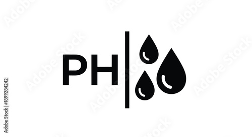 Ph level indicator with water droplets a bold black silhouette