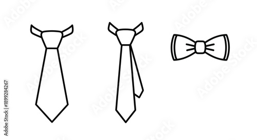 Three neckwear designs including a bow tie in black silhouette
