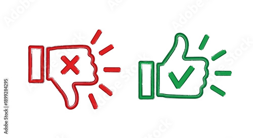A thumbs down and thumbs up symbol compare jhgfds approval ratings.