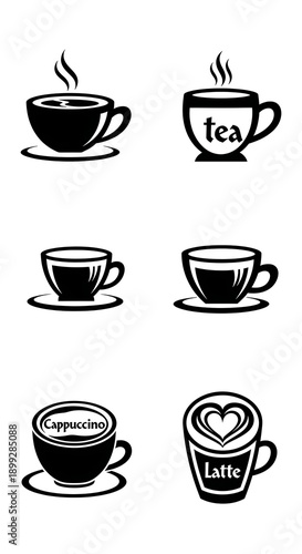 Coffee and Tea Cup Illustrations Set.