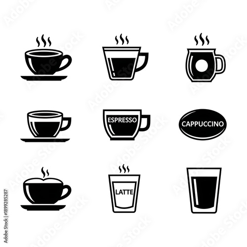 Wallpaper Mural Coffee Cups Icons Set Vector Illustration. Torontodigital.ca