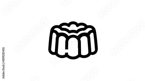 Minimalist black line icon of a charlotte cake on white background for baking or dessert concepts