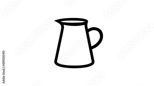 Minimalist black line icon of a ceramic milk jug on white background for drink or dairy concept