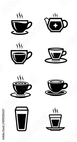 Wallpaper Mural Collection of Coffee and Tea Cup Icons. Torontodigital.ca