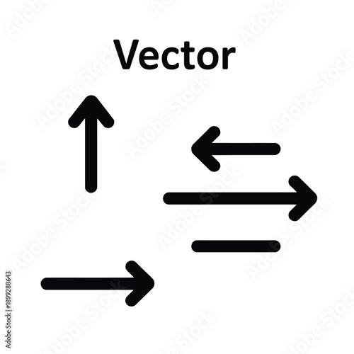 Black vector arrows indicating direction and movement on a white background