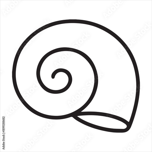 Simple black outline drawing of a spiral seashell on a white background