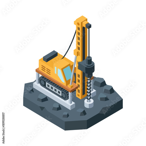 3D Rendering of Yellow Drilling Machine Model.