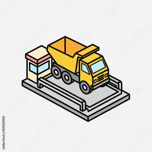 Yellow Dump Truck on Weighbridge Scale.
