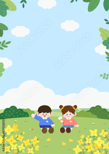 Spring Background Children 01