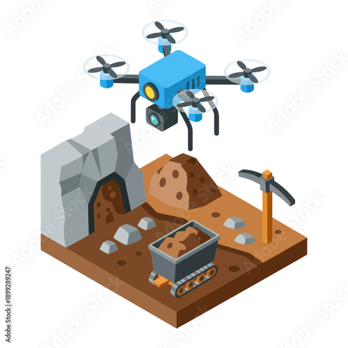 Drone Flying Over Construction Site Model.