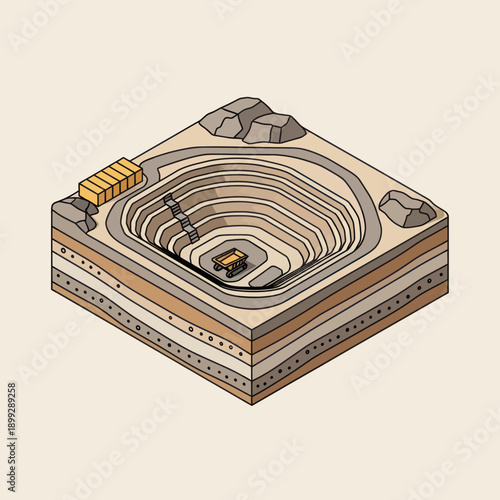 Isometric Illustration of Oil Rig Structure.