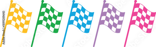 Colorful Racing Flags Vector Set Rainbow Sports Flags