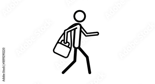 Stick figure walking with a briefcase.