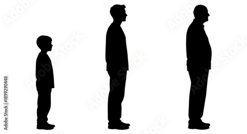 Three Silhouettes Representing Different Ages of Men.