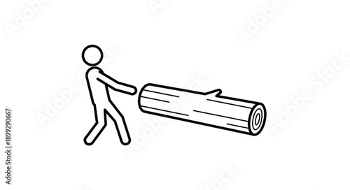 Stick Figure Pushing a Log.
