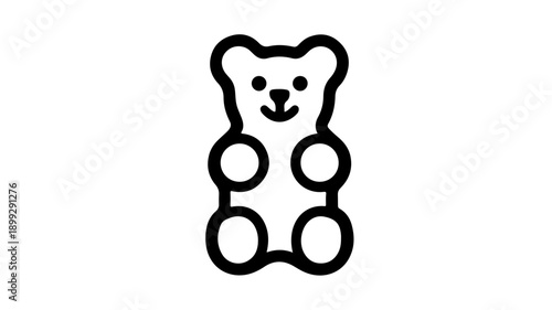 Minimalist black line icon of a classic gummy bear candy