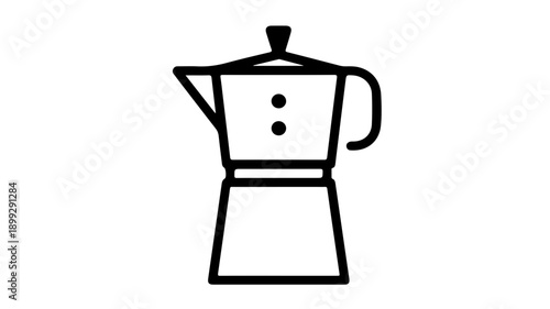 Minimalist black line icon of a classic moka pot coffee maker on white background
