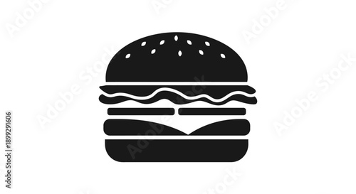 Vector illustration of a cartoon dog wearing a black helmet and a burger hat with cheese, beef, and lettuce isolated on white for a fast food snack